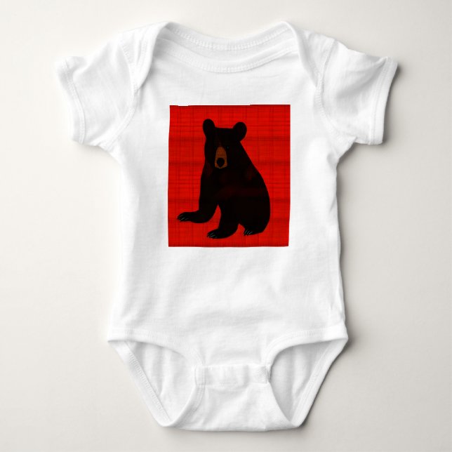 Charming Story Book Black Bear Cub Baby Bodysuit (Front)