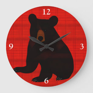 Charming Story Book Black Bear Cub Large Clock