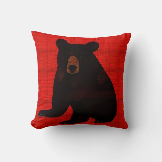 Charming Story Book Black Bear Cub Throw Pillow (Front)