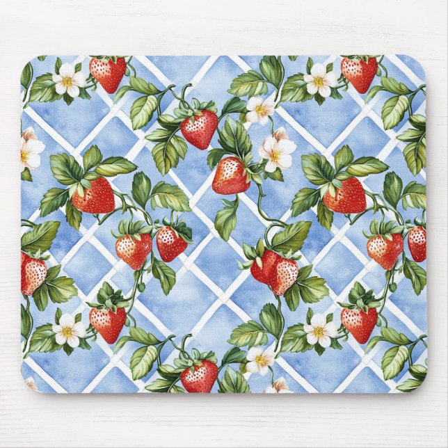 Charming Strawberry & Leaf Pattern – Vintage (2) Mouse Pad (Front)