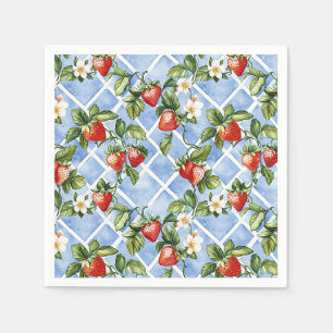 Charming Strawberry & Leaf Pattern – Vintage (2) Napkins