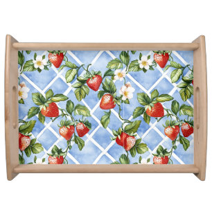 Charming Strawberry & Leaf Pattern – Vintage (2) Serving Tray