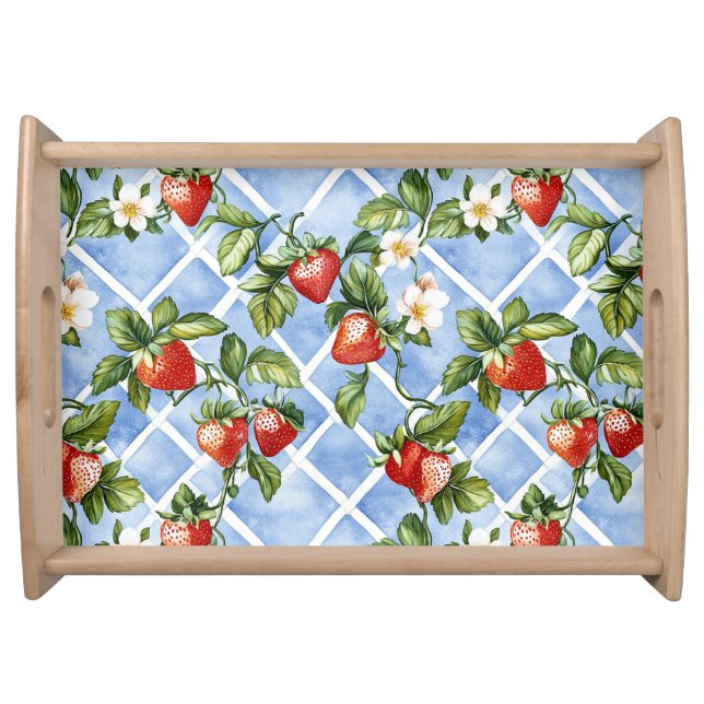Charming Strawberry & Leaf Pattern – Vintage (2) Serving Tray (Front)