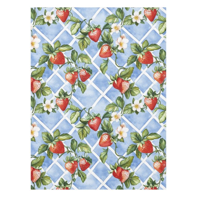 Charming Strawberry & Leaf Pattern – Vintage (2) Tablecloth (Front)