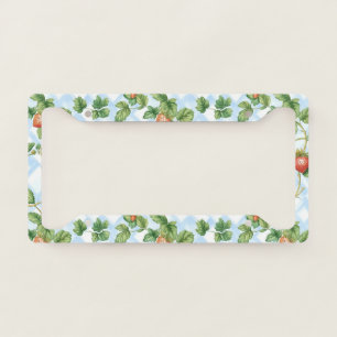 Charming Strawberry & Leaf Pattern – Vintage License Plate Frame