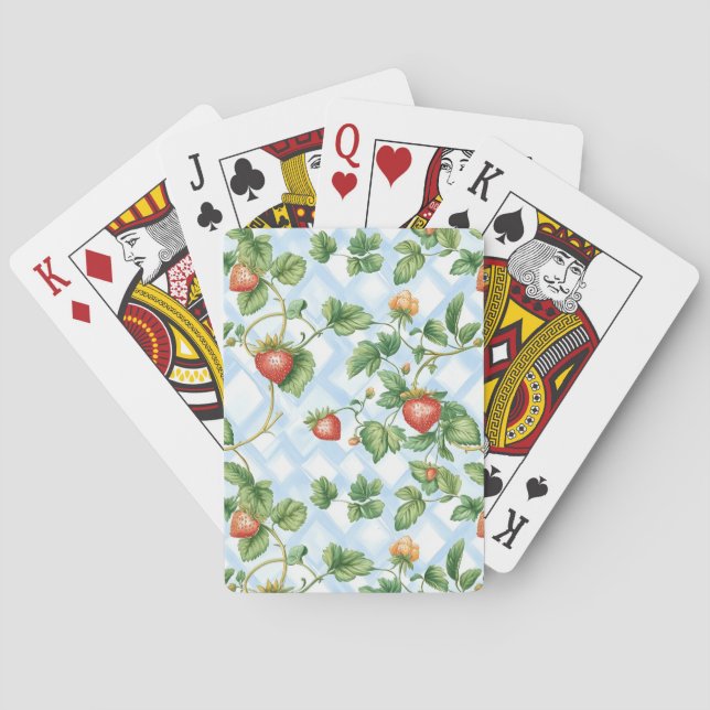 Charming Strawberry & Leaf Pattern – Vintage Poker Cards (Back)