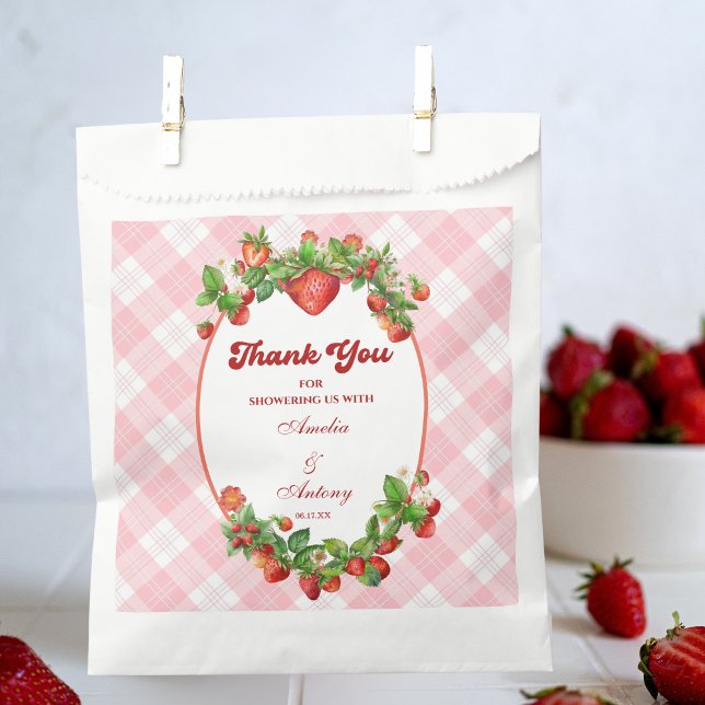 Charming Strawberry Pink Baby Shower Favor Bag (Creator Uploaded)