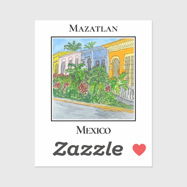 Charming Streets of Old Town Mazatlan Sticker (Sheet)