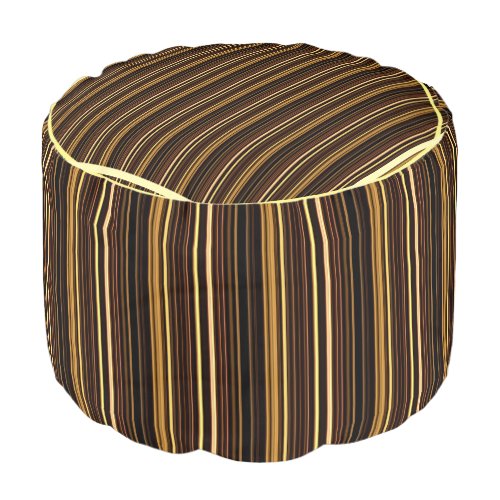 Charming Stripe Brown Black Yellow Border Pouf