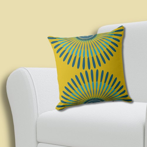 Charming Summer Yellow_Blue Feathery Star Pattern Throw Pillow