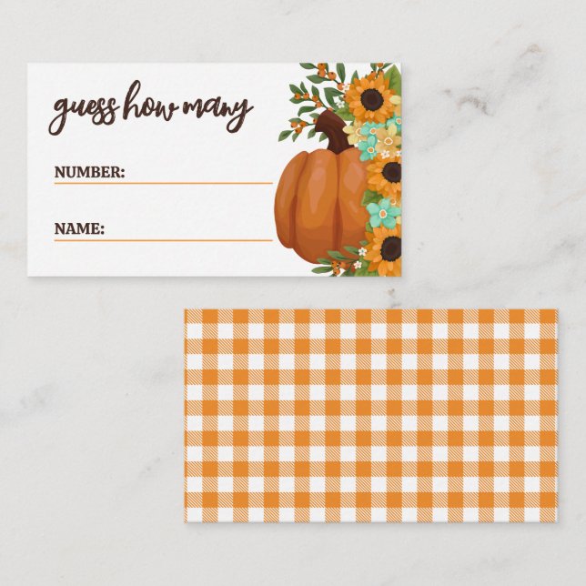 Charming Sunflowers Guess Amount Baby Shower Game Enclosure Card (Front/Back)