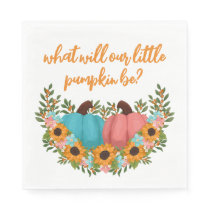 Charming Sunflowers Little Pumpkin Gender Reveal Napkins