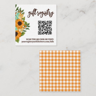 Charming Sunflowers QR Code Gift Registry Small Enclosure Card