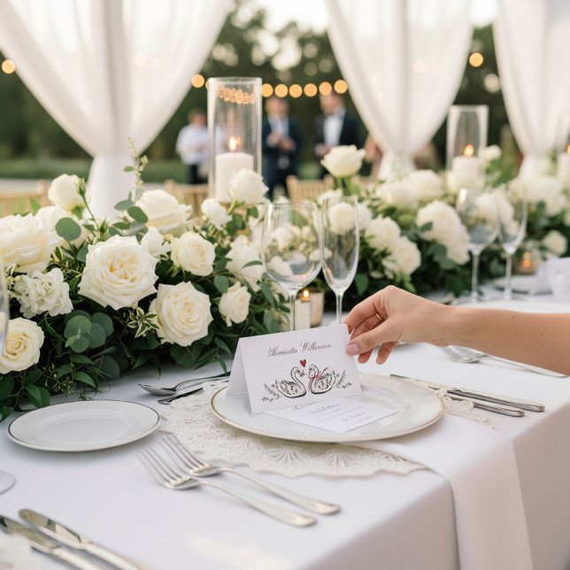 Charming Swan Pair Wedding Place Cards (Creator Uploaded)