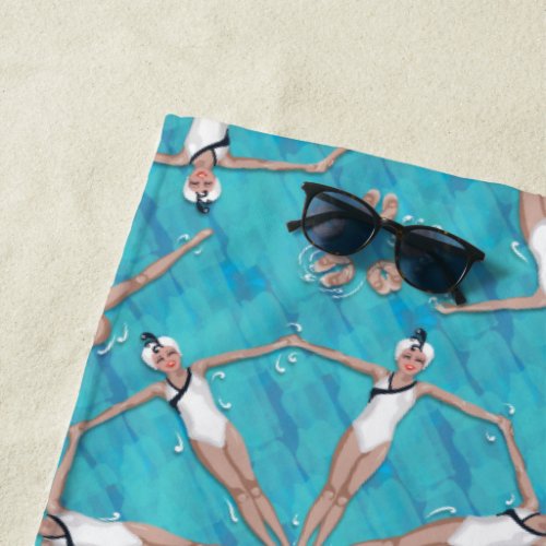 Charming Sychronized Swimming Pattern Beach Towel