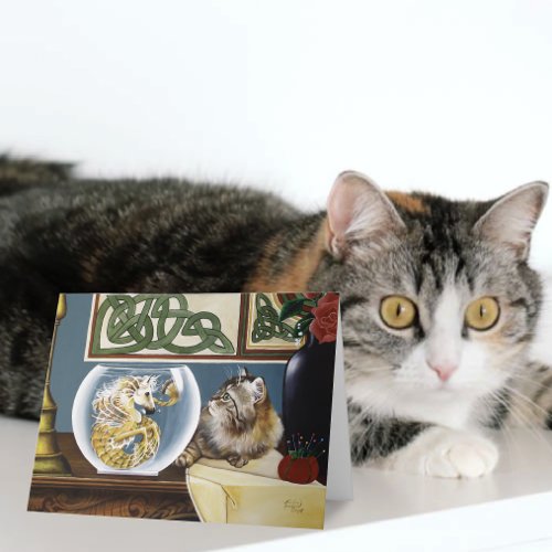 Charming Tabby Cat Sea Horse Fantasy