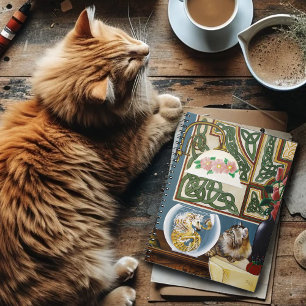 Charming Tabby Cat Sea Horse Fantasy Notebook