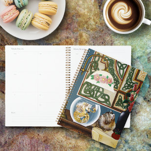 Charming Tabby Cat Sea Horse Fantasy Planner