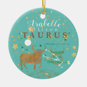 Charming Taurus Zodiac Ceramic Ornament
