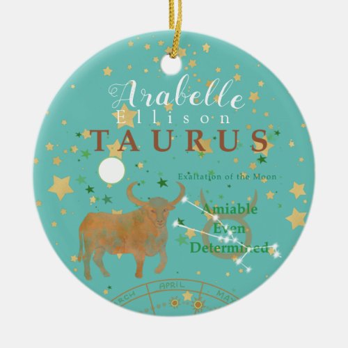 Charming Taurus Zodiac Ceramic Ornament