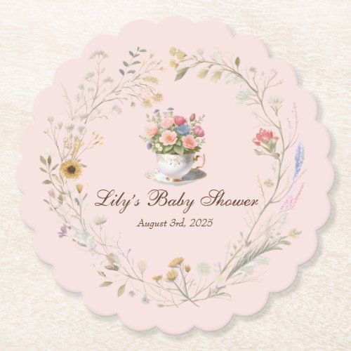 Charming Tea Party Baby Shower Teacup Coaster