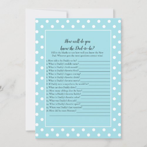 Charming Teal Bow Who Knows Dad Best Game Invitation