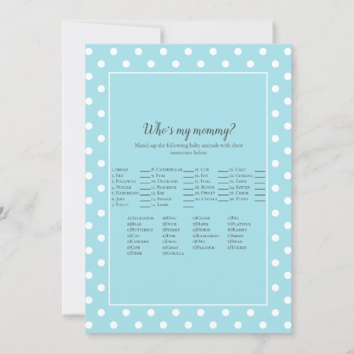 Charming Teal Bow Whos My Mommy Shower Game Invitation