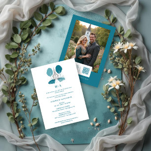Charming Teal Church Christian Wedding Invitation