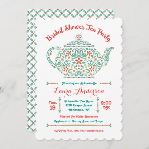 Charming Teapot Bridal Shower Invitation