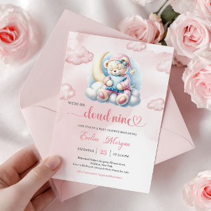 Charming Teddy Bear Baby Shower Invite Cloud 9