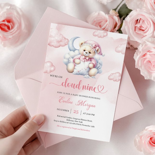 Charming Teddy Bear Baby Shower Invite Cloud Nine (Charming Teddy Bear Baby Shower Invite Cloud Nine)