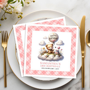 Charming teddy bear balloon flowers girl party   paper dinner napkins
