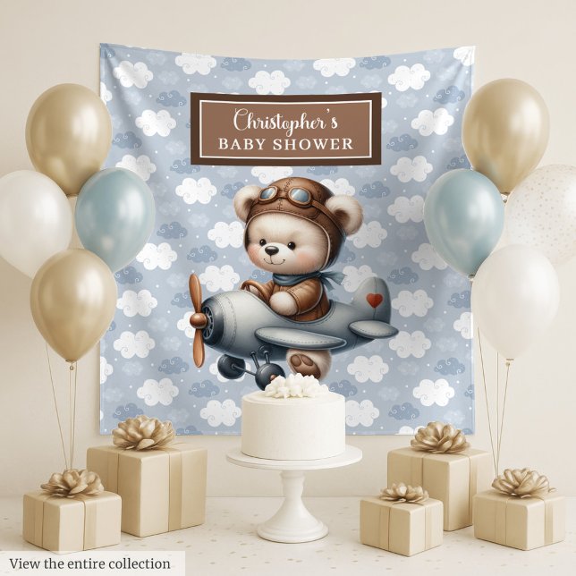 Charming teddy bear pilot baby shower backdrop (Charming teddy bear pilot baby shower backdrop)