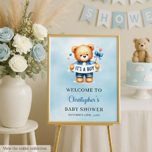Charming Teddy Bear Poster It’s a Boy Celebration
