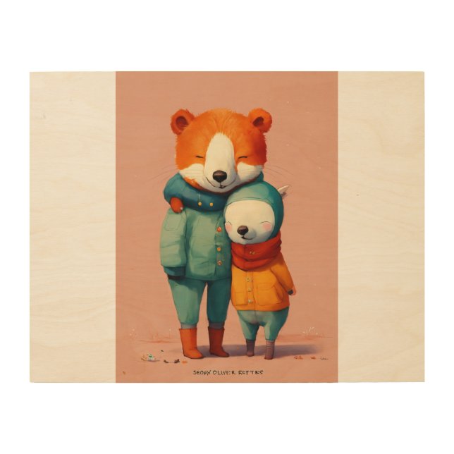 Charming Teddy Bear Wooden Art for Sale: Unique Ha (Front)
