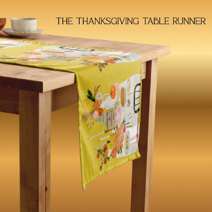 CHARMING THANKSGIVING TABLE PERSONALIZED SHORT TABLE RUNNER