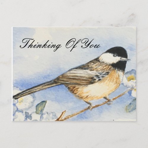 Charming Thinking Of You Chickadee Postcard