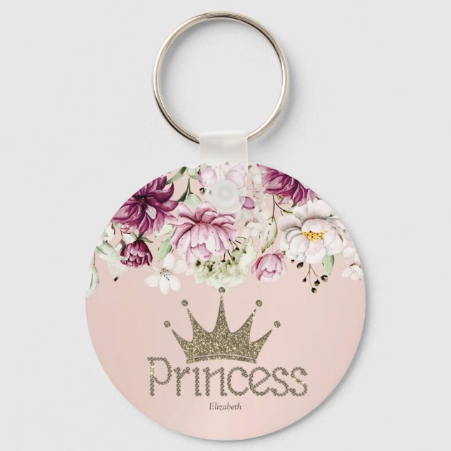 Charming Tiara, Princess,Floral Keychain (Front)