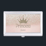 Charming Tiara, Princess, Glitter Bokeh  Business Card Case<br><div class="desc">This image features tiara and princess on pink gliterry bokeh background.A trandy , fun,  funky, stylish and elegant girl gift for women  and teenage girls.</div>