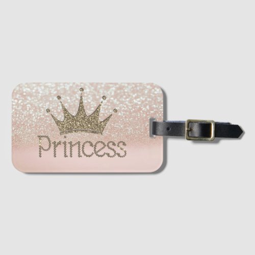 Charming Tiara Princess Glitter Bokeh Luggage Tag