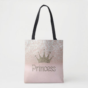 Charming Tiara, Princess, Glitter Bokeh Tote Bag