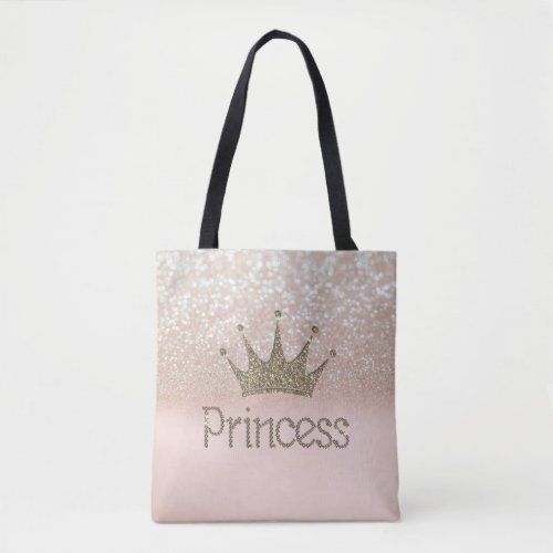 Charming Tiara Princess Glitter Bokeh Tote Bag