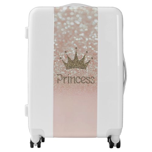 Charming Tiara Princess Glittery Bokeh Luggage