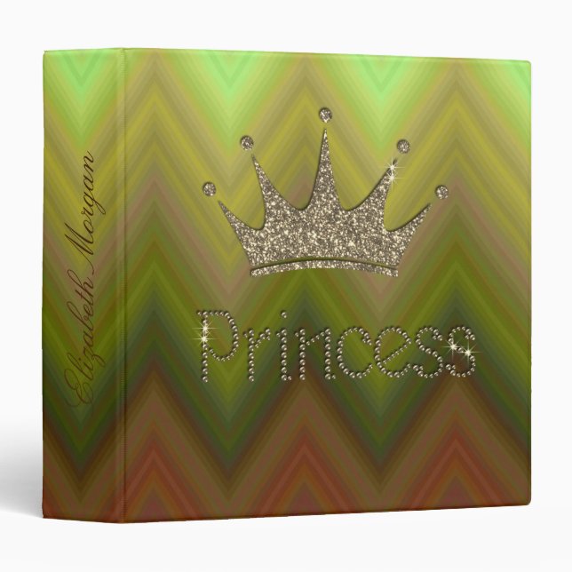Charming ,Tiara, Princess,Zigzag, Chevron 3 Ring Binder (Front/Spine)