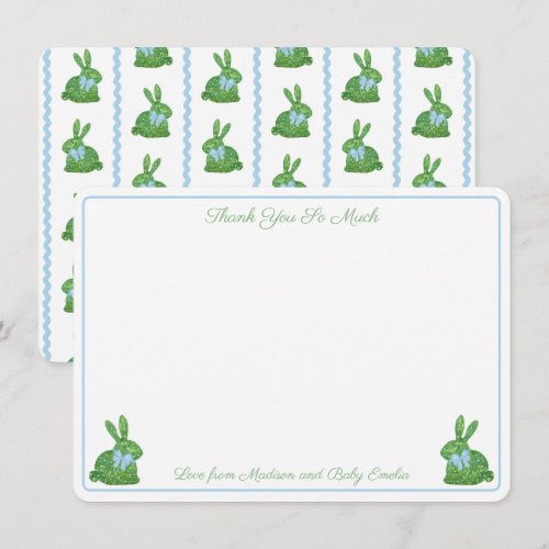 Charming Topiary Rabbit Blue Bow Boy Baby Shower