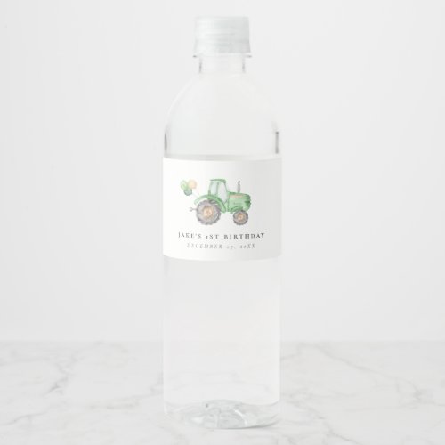 Charming Tractor Water Bottle Label