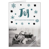 Charming Trendy Joy Blue Green Holiday Photo (Front)