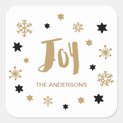 Charming Trendy Joy Holiday Square Sticker