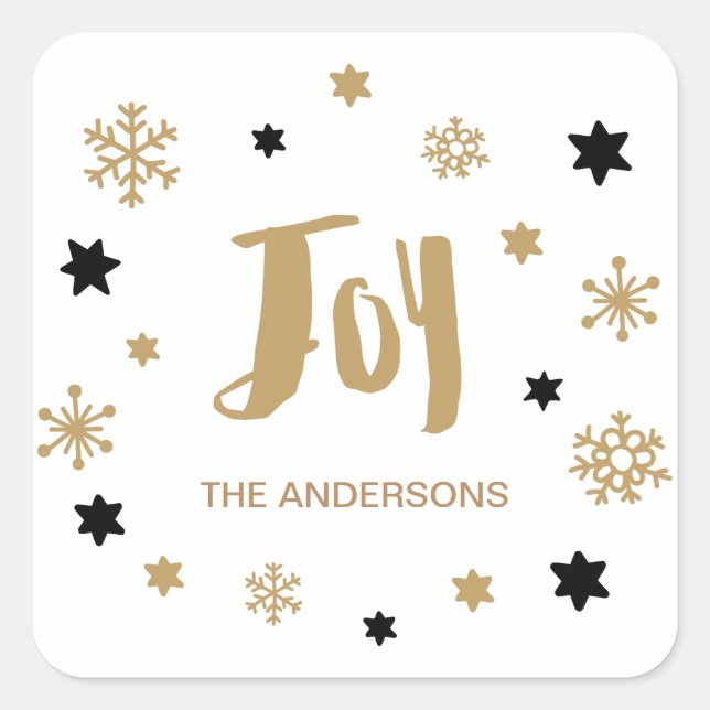 Charming Trendy Joy Holiday Square Sticker (Front)