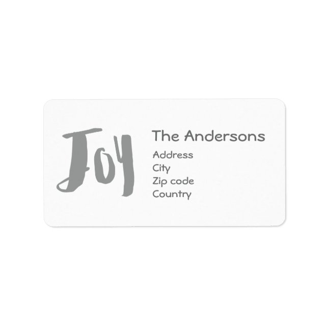 Charming Trendy Joy Silver Gray Holiday Label (Front)